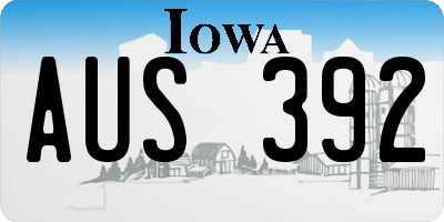 IA license plate AUS392