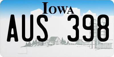IA license plate AUS398
