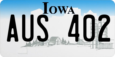 IA license plate AUS402