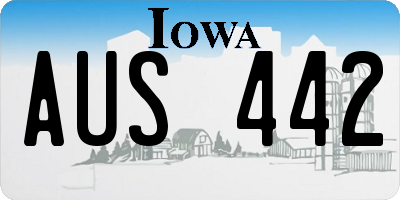 IA license plate AUS442