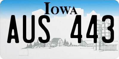 IA license plate AUS443