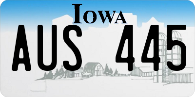 IA license plate AUS445