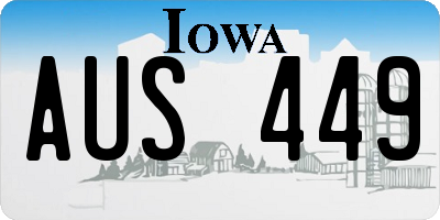 IA license plate AUS449