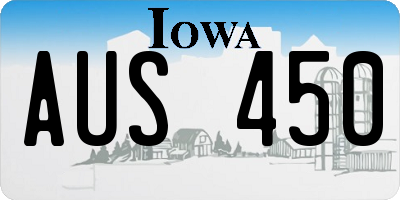 IA license plate AUS450