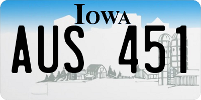 IA license plate AUS451