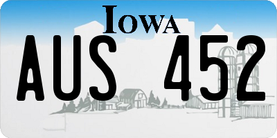 IA license plate AUS452