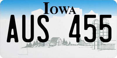 IA license plate AUS455
