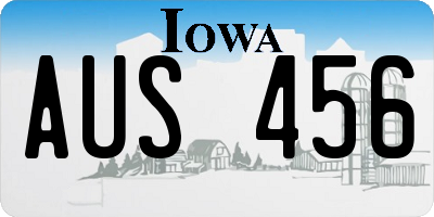 IA license plate AUS456