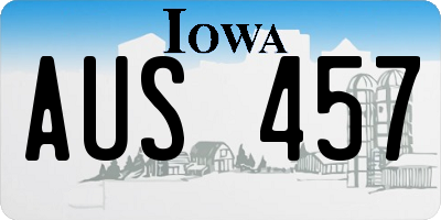 IA license plate AUS457