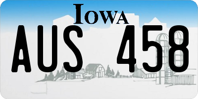 IA license plate AUS458
