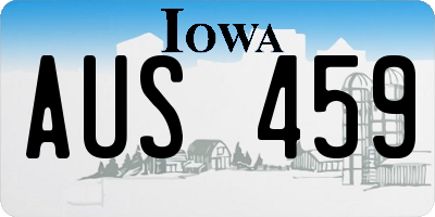 IA license plate AUS459