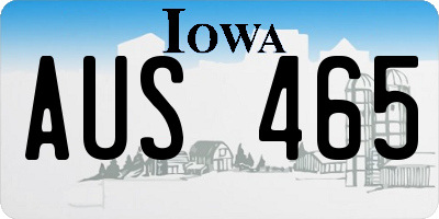 IA license plate AUS465
