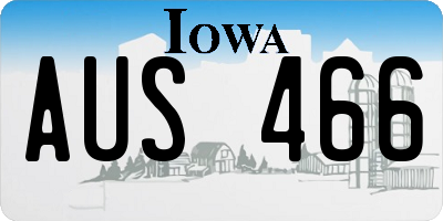 IA license plate AUS466
