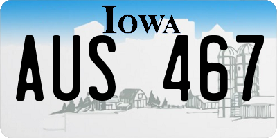 IA license plate AUS467