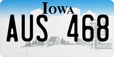 IA license plate AUS468