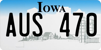 IA license plate AUS470