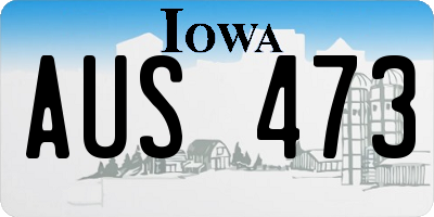 IA license plate AUS473