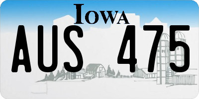 IA license plate AUS475