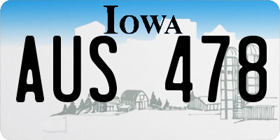 IA license plate AUS478