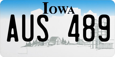 IA license plate AUS489