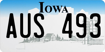 IA license plate AUS493