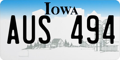 IA license plate AUS494