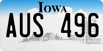 IA license plate AUS496