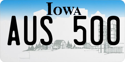 IA license plate AUS500