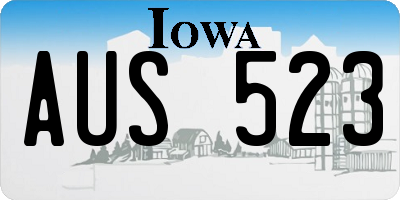 IA license plate AUS523