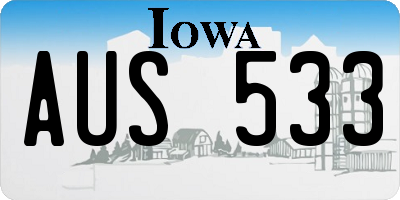 IA license plate AUS533