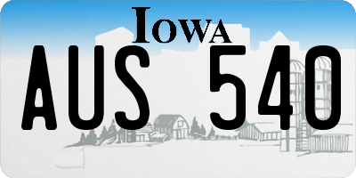IA license plate AUS540