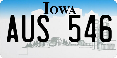 IA license plate AUS546