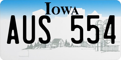 IA license plate AUS554