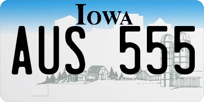 IA license plate AUS555