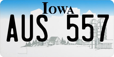 IA license plate AUS557