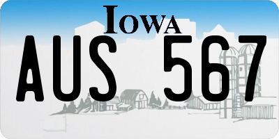 IA license plate AUS567