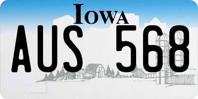IA license plate AUS568