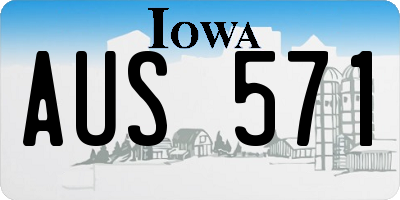 IA license plate AUS571