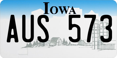 IA license plate AUS573