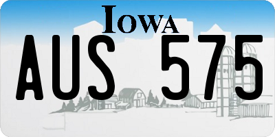 IA license plate AUS575