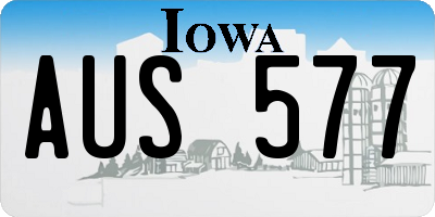 IA license plate AUS577