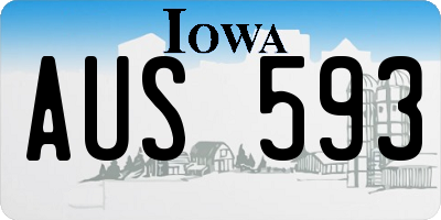 IA license plate AUS593