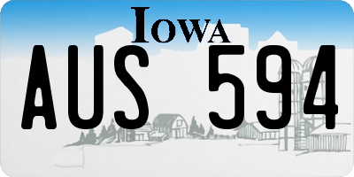 IA license plate AUS594