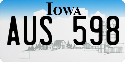IA license plate AUS598