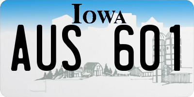 IA license plate AUS601