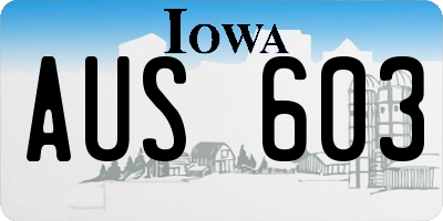 IA license plate AUS603