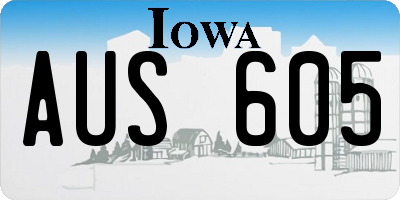 IA license plate AUS605