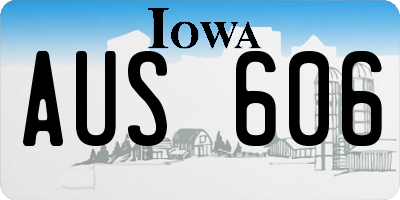 IA license plate AUS606