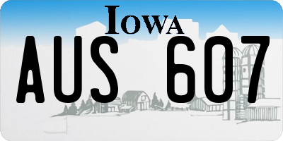 IA license plate AUS607