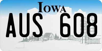 IA license plate AUS608